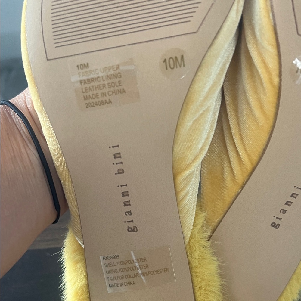 Gianni Bini Yellow Velvet Mules with Rosette - Picture 6 of 9
